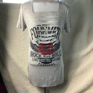 J Brand T-shirt mini dress “Forever Rock&Roll” | Gray | Size M | Made In USA
